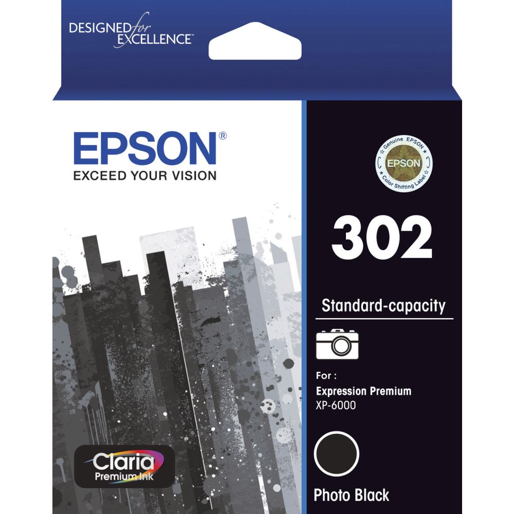 Image for EPSON 302 INK CARTRIDGE PHOTO BLACK from Office Heaven