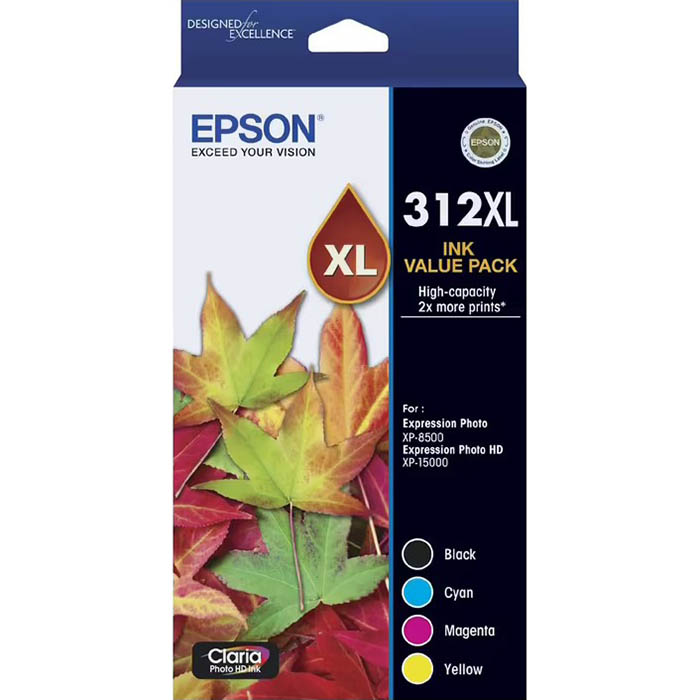 Image for EPSON 312XL INK CARTRIDGE HIGH YIELD CYAN/MAGENTA/YELLOW/BLACK from Mitronics Corporation