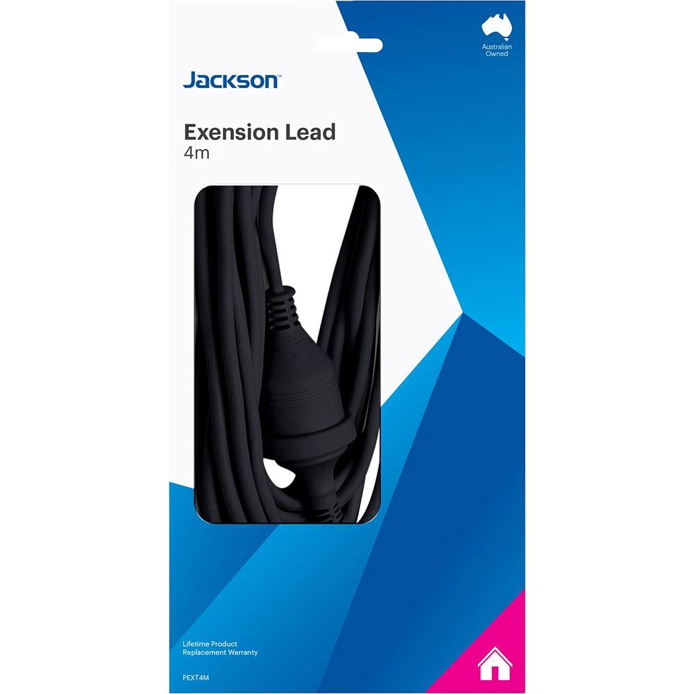 Image for JACKSON POWER EXTENSION LEAD 4 METRE BLACK from BusinessWorld Computer & Stationery Warehouse