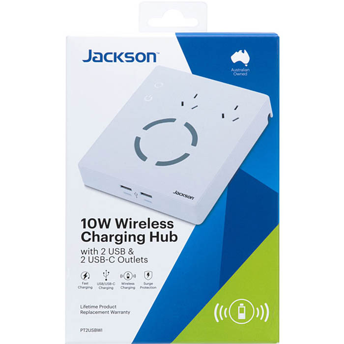 Image for JACKSON CHARGING HUB WIRELESS SURGE PROTECTED 2 OUTLET WITH USB OUTLETS from Mitronics Corporation