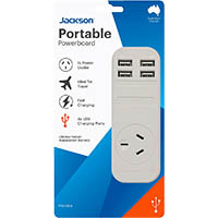 jackson powerboard single outlet 4 usb outlets 900mm white