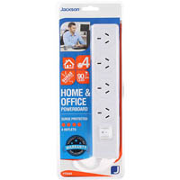 jackson powerboard surge protected 4 outlet switched 900mm white