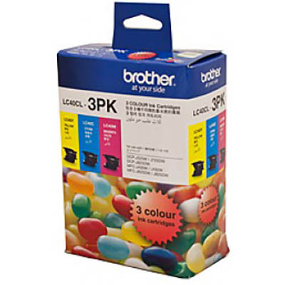 Image for BROTHER LC40CL3PK INK CARTRIDGE VALUE PACK CYAN/MAGENTA/YELLOW from Prime Office Supplies