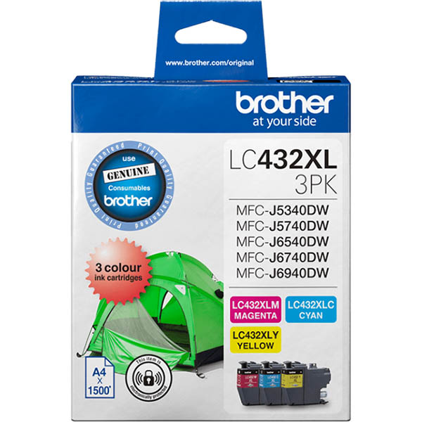 Image for BROTHER LC432XL INK CARTRIDGE HIGH YIELD VALUE PACK CYAN/MAGENTA/YELLOW from Office Heaven