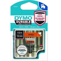 dymo 1978367 d1 durable label cassette tape 12mm x 3m black on orange