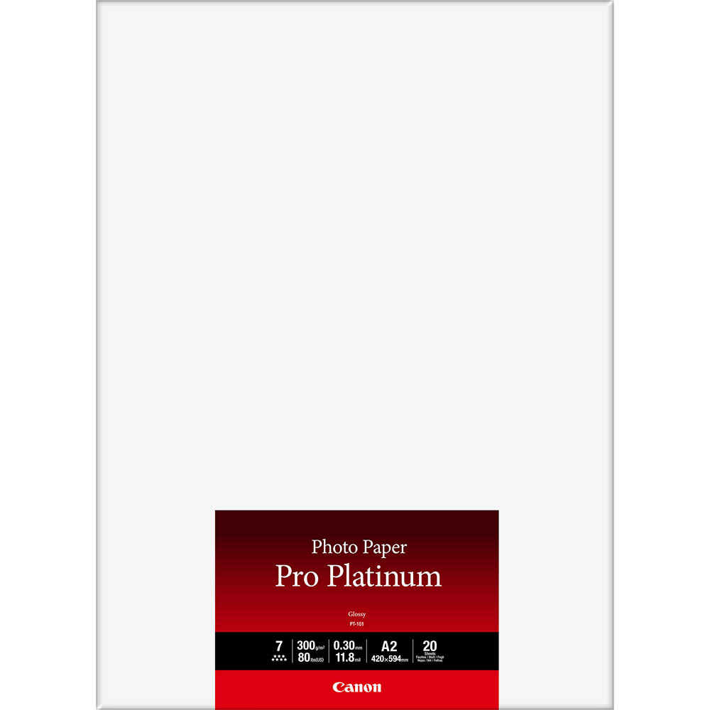 Image for CANON PT-101 PRO PLATINUM PHOTO PAPER 300GSM A2 PACK 20 SHEETS from Mercury Business Supplies