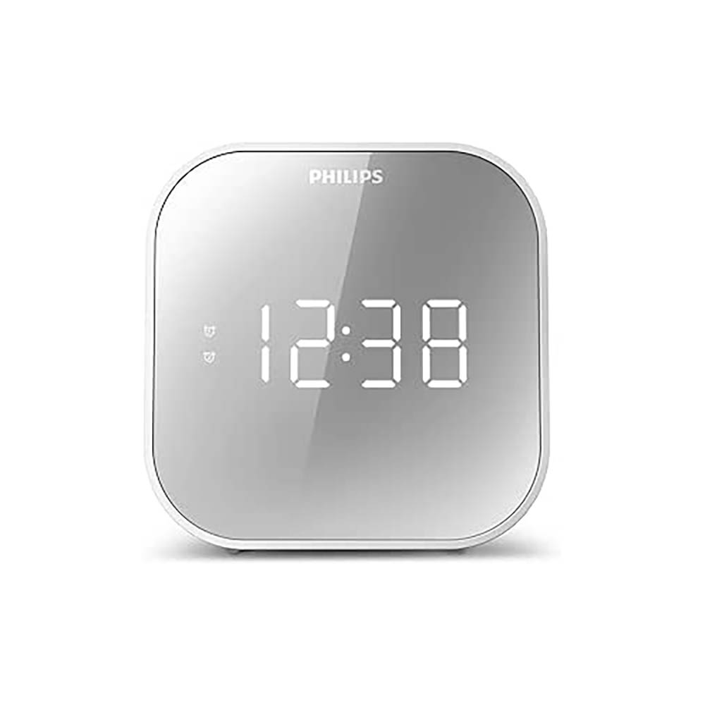 Image for PHILIPS CLOCK RADIO USB CHARGE GREY from That Office Place PICTON