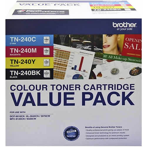 Image for BROTHER TN240 TONER CARTRIDGE VALUE PACK BLACK/CYAN/MAGENTA/YELLOW from Office Heaven