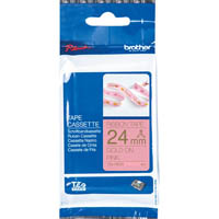 brother tze-re54 ribbon tape 24mm gold on pink