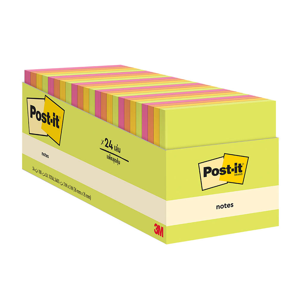 Image for POST- IT NOTES 76X76 ASSORTED PACK 24 from Office Express