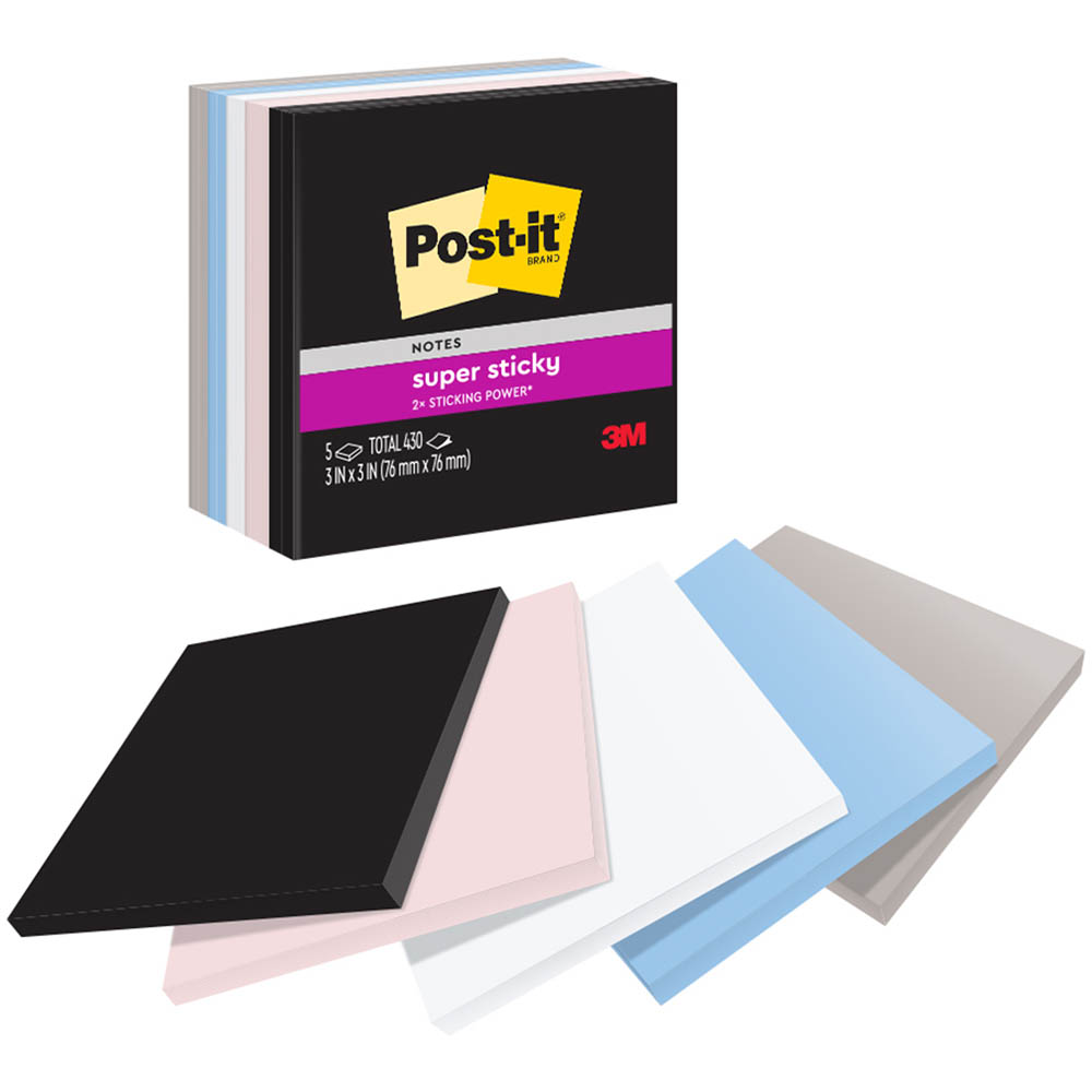 Image for POST-IT 654-5SSNE SUPER STICKY NOTES 76 X 76MM SIMPLY SERENE PACK 5 from That Office Place PICTON