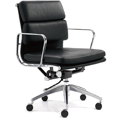 Image for MANTA MANAGERS CHAIR MEDIUM BACK ARMS LEATHER BLACK from That Office Place PICTON