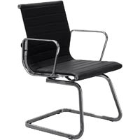 aero visitor chair cantilever base medium back arms leather black