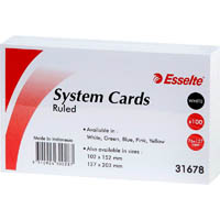 esselte ruled system cards 76 x 127mm white pack 100