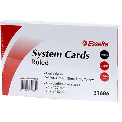 Image for ESSELTE RULED SYSTEM CARDS 127 X 203MM WHITE PACK 100 from BusinessWorld Computer & Stationery Warehouse