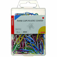 esselte coloured paper clip small 28mm assorted pack 200