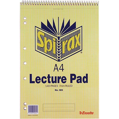 Image for SPIRAX 905 LECTURE BOOK 7MM RULED 7 HOLE PUNCHED TOP OPEN SPIRAL BOUND 140 PAGE A4 from Australian Stationery Supplies