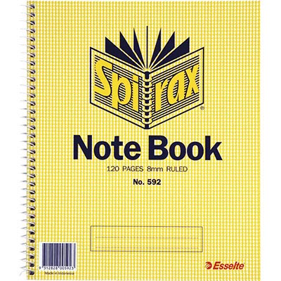 Image for SPIRAX 592 NOTEBOOK SPIRAL BOUND 8MM RULED 120 PAGE 222 X 178MM from Mitronics Corporation
