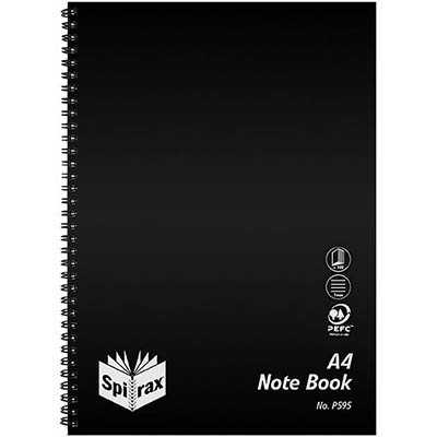 Image for SPIRAX P595 NOTEBOOK PP COVER 7MM RULED SIDE OPEN A4 120 PAGE BLACK from Challenge Office Supplies