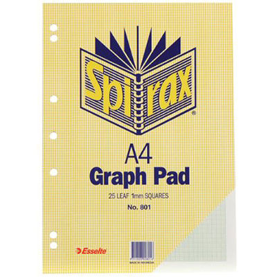 Image for SPIRAX GRAPH PAD TOP OPEN 1MM 25 LEAF A4 from Mitronics Corporation
