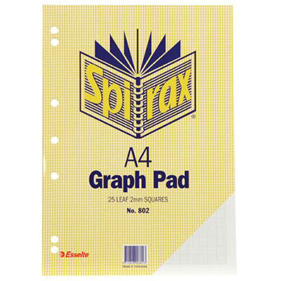Image for SPIRAX GRAPH PAD TOP OPEN 2MM 25 LEAF A4 from Challenge Office Supplies