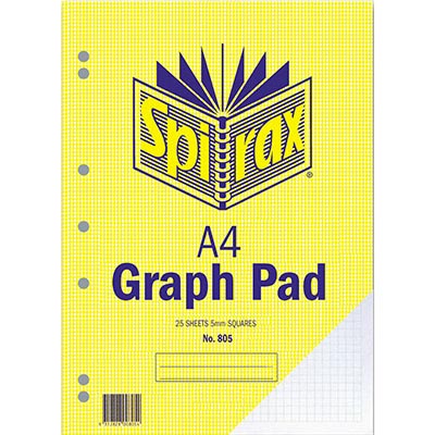 Image for SPIRAX GRAPH PAD TOP OPEN 5MM 25 LEAF A4 from Office Fix - WE WILL BEAT ANY ADVERTISED PRICE BY 10%