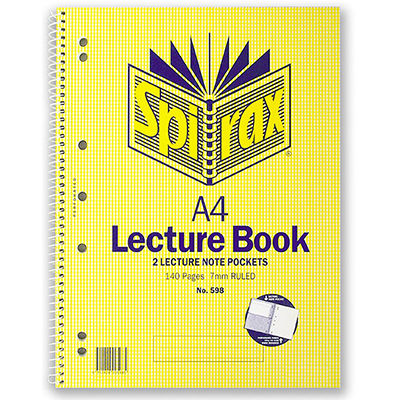 Image for SPIRAX 598 LECTURE BOOK 7MM RULED 7 HOLE PUNCHED SPIRAL BOUND 140 PAGE A4 from Memo Office and Art