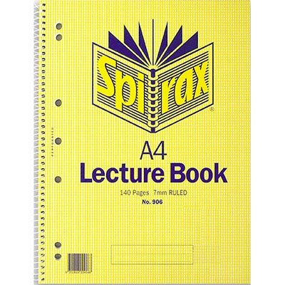 Image for SPIRAX 906 LECTURE BOOK 7MM RULED 7 HOLE PUNCHED SIDE OPEN SPIRAL BOUND 140 PAGE A4 from Challenge Office Supplies