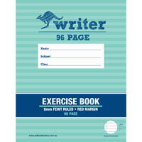writer exercise book feint ruled 8mm 60gsm 96 page 225 x 175mm
