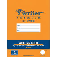 writer premium writing book 24mm dotted thirds 70gsm 64 page 330 x 240mm turtle