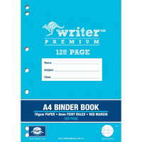 writer premium binder book feint ruled 8mm 70gsm 128 page a4 drums