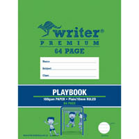 writer premium playbook 10mm plain/ruled 70gsm 64 page 330 x 240mm playground