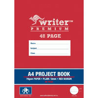 writer premium project book 8mm plain/ruled 70gsm 48 page a4 robot