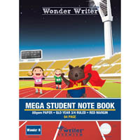 wonder writer mega student notebook qld ruling year 3/4 12mm 64 page 330 x 240mm wonder 8