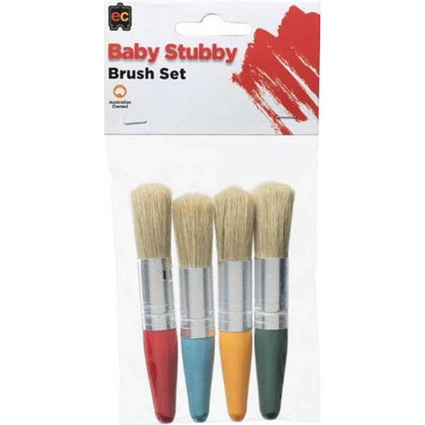 Image for EDUCATIONAL COLOURS BABY STUBBY BRUSH ASSORTED PACK 4 from Clipboard Stationers & Art Supplies