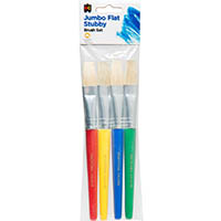 educational colours jumbo flat stubby brush assorted pack 4