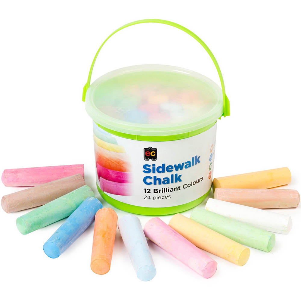 Image for EDUCATIONAL COLOURS SIDEWALK CHALK ASSORTED BUCKET 24 from Office Fix - WE WILL BEAT ANY ADVERTISED PRICE BY 10%
