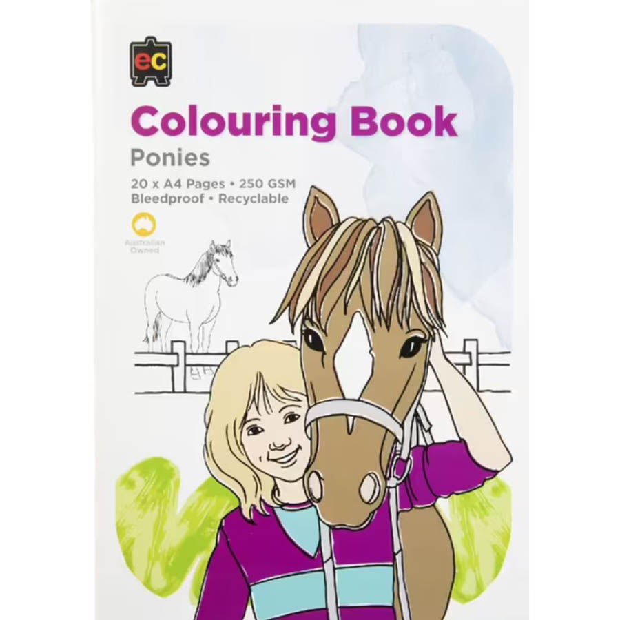 Image for EDUCATIONAL COLOURS PONIES COLOURING BOOK 250GSM 20 PAGE A4 from That Office Place PICTON