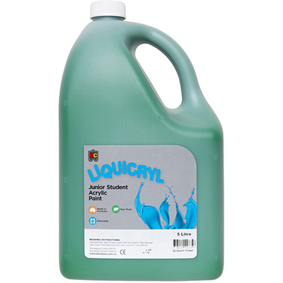 Image for EDUCATIONAL COLOURS LIQUICRYL JUNIOR STUDENT PAINT 5 LITRE BRILLIANT GREEN from Challenge Office Supplies