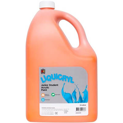 Image for EDUCATIONAL COLOURS LIQUICRYL JUNIOR STUDENT PAINT 5 LITRE ORANGE from Memo Office and Art