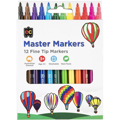 Image for EDUCATIONAL COLOURS MASTER MARKERS PACK 12 from Office Heaven