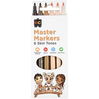 Image for EDUCATIONAL COLOURS MASTER SKIN TONE MARKERS PACK 6 from Clipboard Stationers & Art Supplies