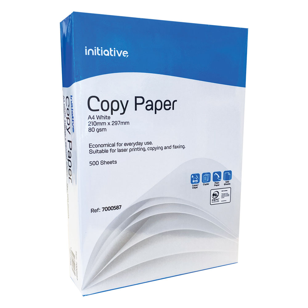 INITIATIVE A4 OFFICE COPY PAPER 80GSM WHITE PACK 500 SHEETS