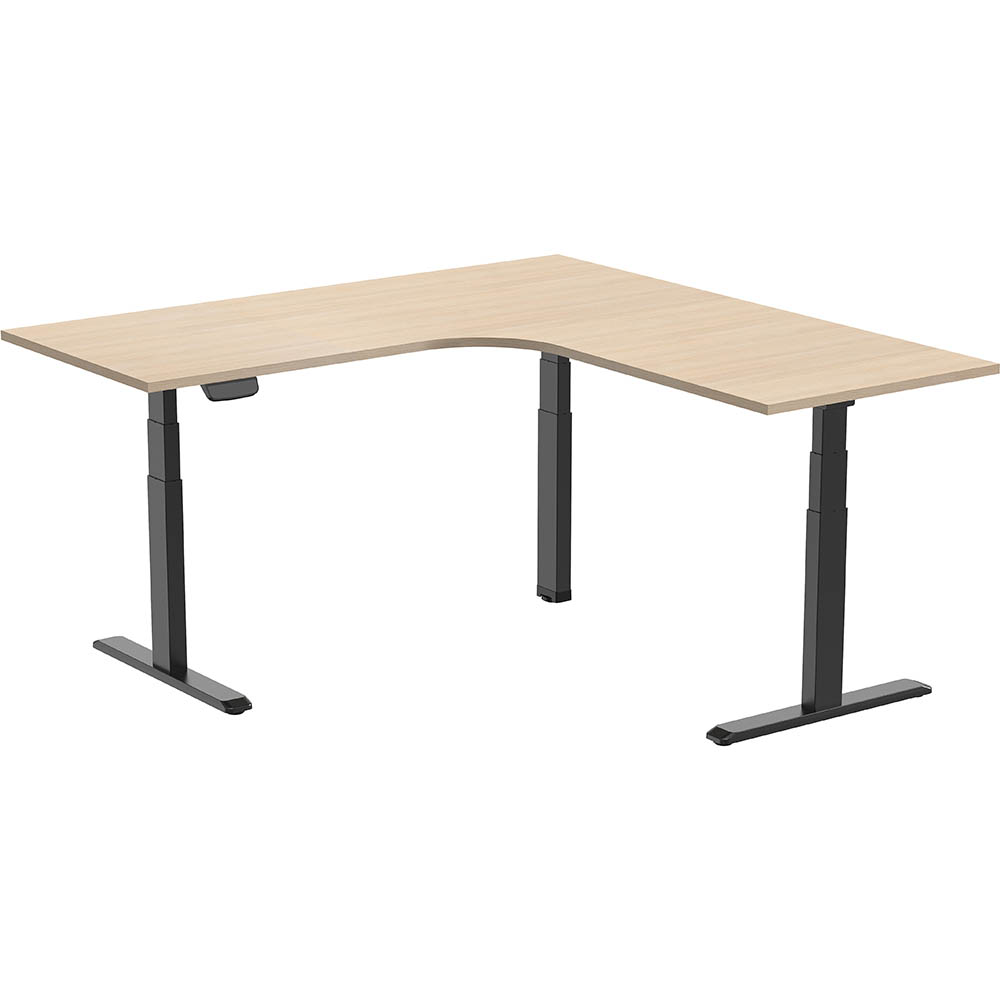 Image for ERGOVIDA EED-633D ELECTRIC SIT-STAND CORNER DESK 1800 X 1800 X 750MM BLACK/OAK from That Office Place PICTON