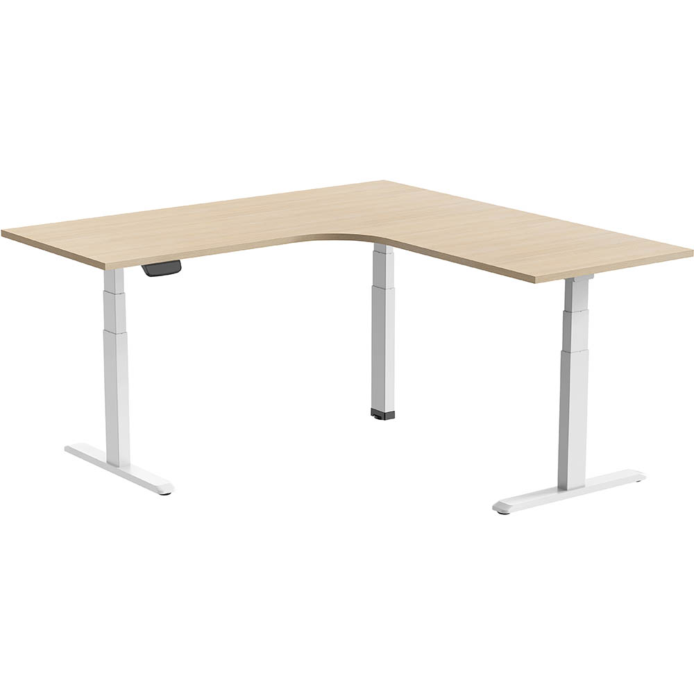 Image for ERGOVIDA EED-633D ELECTRIC SIT-STAND CORNER DESK 1800 X 1800 X 750MM WHITE/OAK from That Office Place PICTON