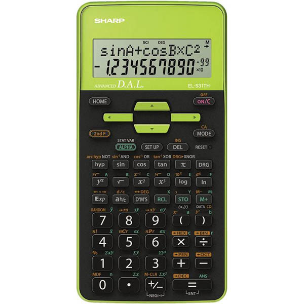 Image for SHARP EL-531TH SCIENTIFIC CALCULATOR GREEN/BLACK from Peninsula Office Supplies