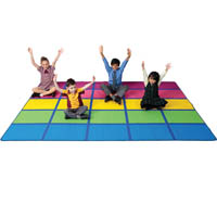 elizabeth richards rainbow blocks rug 3 x 2m dark blue