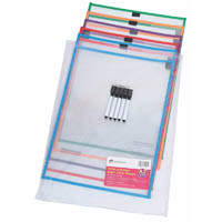 elizabeth richards write-n-wipe paper saver sleeves including pens a3 pack 5