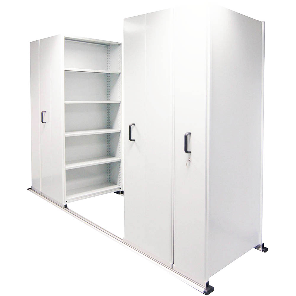 Image for APC EZISLIDE AISLE SAVER 4 BAY 5 SHELVES 2750 X 2175 X 1200 X 400MM WHITE from That Office Place PICTON