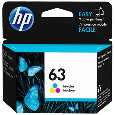 Image for HP F6U61AA 63 INK CARTRIDGE TRI COLOUR PACK CYAN/MAGENTA/YELLOW from Office Heaven